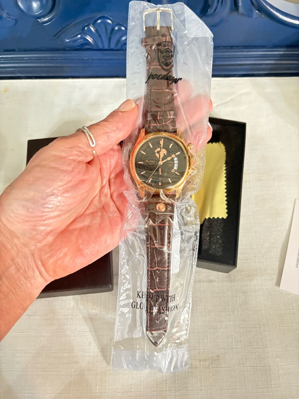 Poedagar brown band gold trim watch NIB